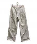 AURALEEオーラリー）の古着「HARD TWIST DENIM HAND PAINTED SLACKS」｜ホワイト