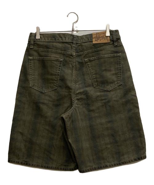 stussy（ステューシー）stussy (ステューシー) チェックバギーショーツ カーキ サイズ:76cm (W30)の古着・服飾アイテム