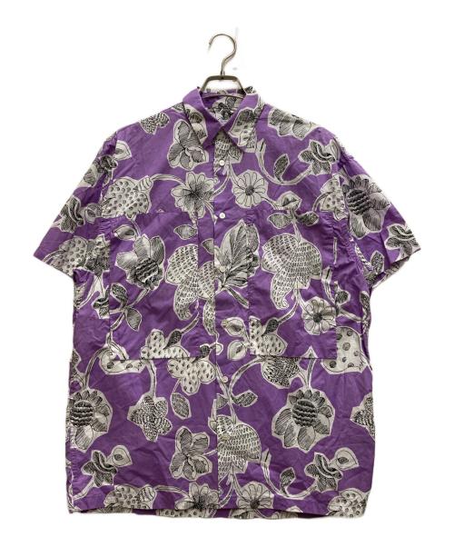 E.TAUTZ（イートーツ）E.TAUTZ (イートーツ) フラワープリントラインマンシャツ パープル サイズ:Sの古着・服飾アイテム