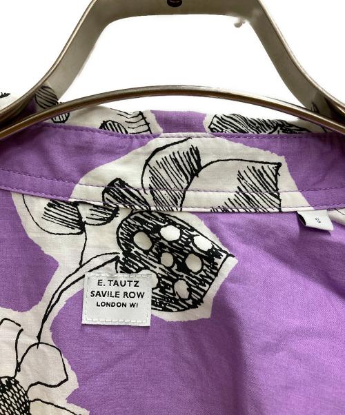 E.TAUTZ（イートーツ）E.TAUTZ (イートーツ) フラワープリントラインマンシャツ パープル サイズ:Sの古着・服飾アイテム