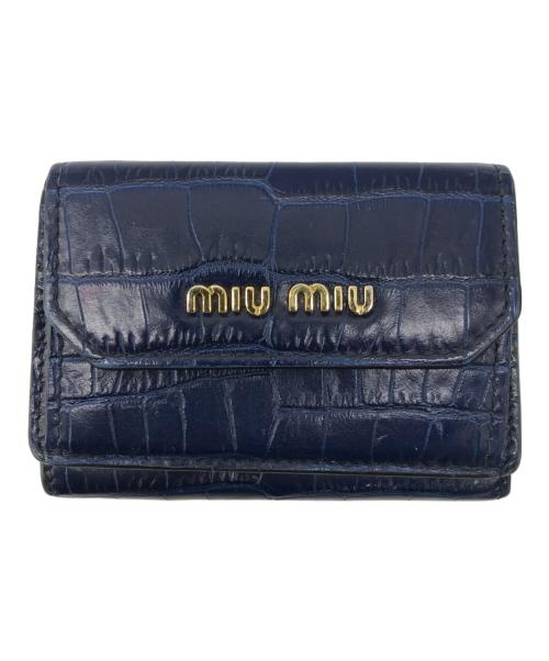 MIU MIU（ミュウミュウ）MIU MIU (ミュウミュウ) クロコ3つ折り財布 ブルーの古着・服飾アイテム