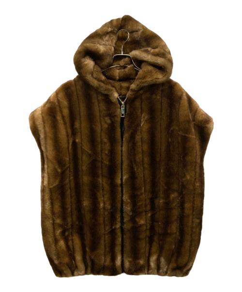 a point etc（アー ポワン ウテセ）a point etc (アー ポワン ウテセ) FAKE FUR VEST ブラウン サイズ:TUの古着・服飾アイテム