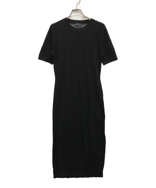 ARMANI EXCHANGE（アルマーニ エクスチェンジ）ARMANI EXCHANGE (アルマーニ エクスチェンジ) オールオーバーロゴノースリーブニットワンピース ブラック サイズ:XSの古着・服飾アイテム