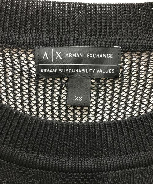 ARMANI EXCHANGE（アルマーニ エクスチェンジ）ARMANI EXCHANGE (アルマーニ エクスチェンジ) オールオーバーロゴノースリーブニットワンピース ブラック サイズ:XSの古着・服飾アイテム