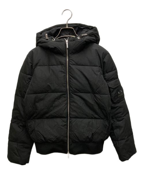 ARMANI EXCHANGE（アルマーニ エクスチェンジ）ARMANI EXCHANGE (アルマーニ エクスチェンジ) フーデッドショートパファージャケット ブラック サイズ:XSの古着・服飾アイテム