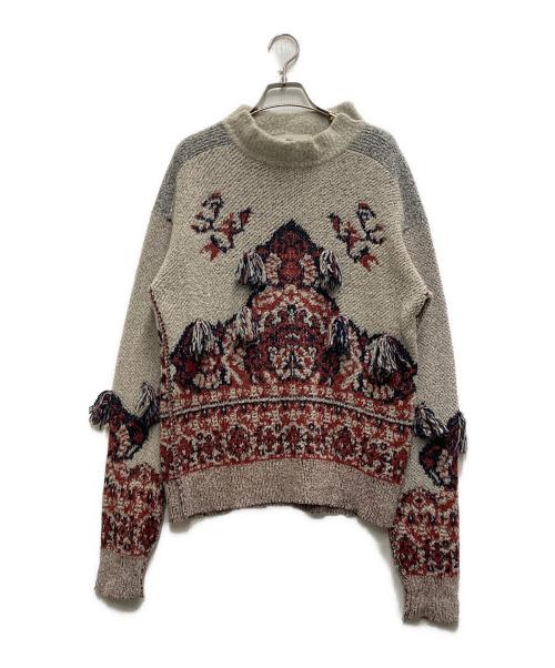TOGA PULLA（トーガ プルラ）TOGA PULLA (トーガ プルラ) Rug jacquard knit pullover オレンジ×ホワイト サイズ:38の古着・服飾アイテム