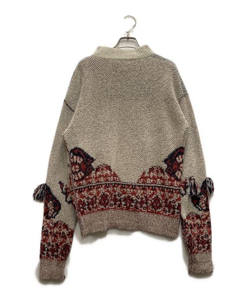 TOGA PULLA（トーガ プルラ）TOGA PULLA (トーガ プルラ) Rug jacquard knit pullover オレンジ×ホワイト サイズ:38の古着・服飾アイテム