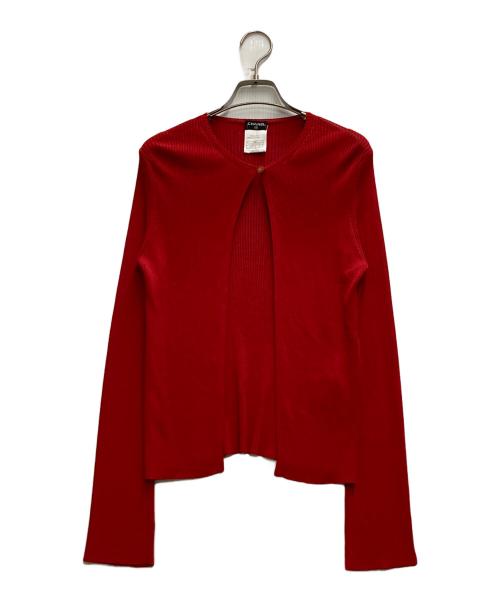 CHANEL（シャネル）CHANEL (シャネル) リブカーディガン レッド サイズ:38の古着・服飾アイテム