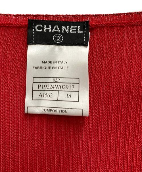CHANEL（シャネル）CHANEL (シャネル) リブカーディガン レッド サイズ:38の古着・服飾アイテム