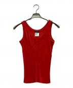 CHANELシャネル）の古着「ココマークニットタンクトップ」｜レッド