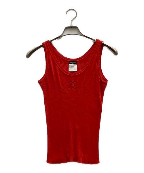 CHANEL（シャネル）CHANEL (シャネル) ココマークニットタンクトップ レッド サイズ:36の古着・服飾アイテム