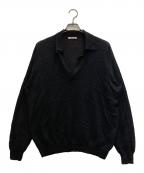 AURALEEオーラリー）の古着「SUPER FINE CASHMERE SILK KNIT SKIPPER POLO」｜ブラック