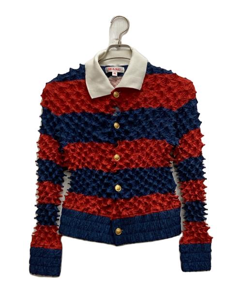 masu（エムエーエスユー）masu (エムエーエスユー) SPIKY RUGGER SHIRT レッドフブルー サイズ:46の古着・服飾アイテム