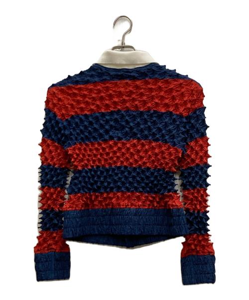 masu（エムエーエスユー）masu (エムエーエスユー) SPIKY RUGGER SHIRT レッドフブルー サイズ:46の古着・服飾アイテム