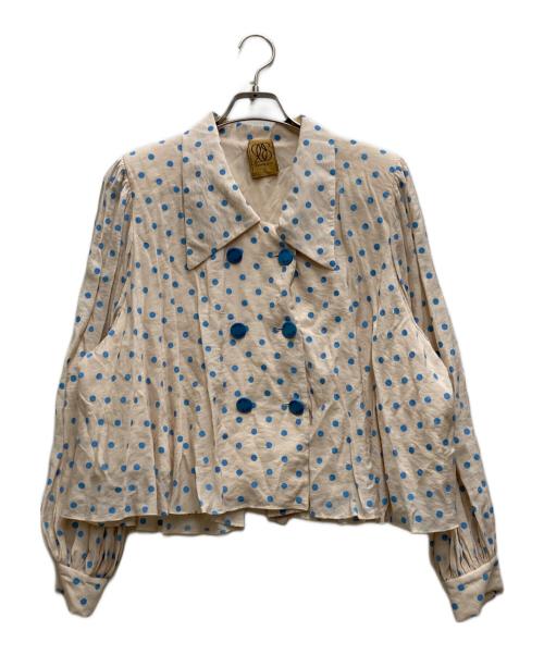 Tnewties（トゥエンティーズ）Tnewties (トゥエンティーズ) セットアップドットブラウス ブルー×ベージュ サイズ:Sの古着・服飾アイテム