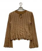 Mame Kurogouchiマメクロゴウチ）の古着「フローラルストライプジャガードニットプルオーバー」｜オレンジ