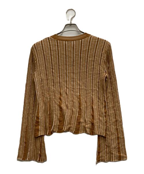 Mame Kurogouchi（マメクロゴウチ）mame kurogouchi (マメクロゴウチ) フローラルストライプジャガードニットプルオーバー オレンジ サイズ:2の古着・服飾アイテム