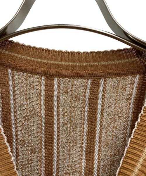 Mame Kurogouchi（マメクロゴウチ）mame kurogouchi (マメクロゴウチ) フローラルストライプジャガードニットプルオーバー オレンジ サイズ:2の古着・服飾アイテム