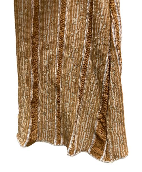 Mame Kurogouchi（マメクロゴウチ）mame kurogouchi (マメクロゴウチ) フローラルストライプジャガードニットプルオーバー オレンジ サイズ:2の古着・服飾アイテム