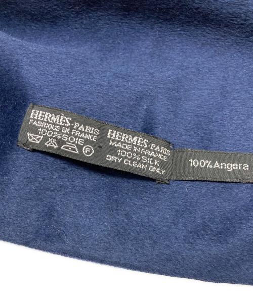 HERMES（エルメス）HERMES (エルメス) シルク×アンゴラストール ネイビーの古着・服飾アイテム