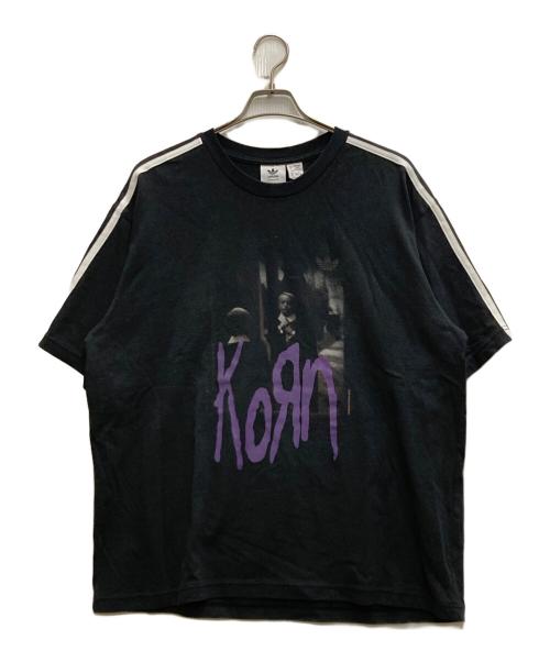 adidas（アディダス）adidas (アディダス) Korn (コーン) プリントTシャツ ブラック サイズ:Ⅼの古着・服飾アイテム