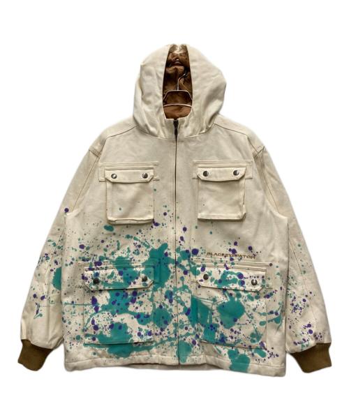 BlackEyePatch（ブラックアイパッチ）BlackEyePatch (ブラックアイパッチ) ペイントダックワークジャケット ベージュ サイズ:Lの古着・服飾アイテム
