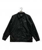 stussyステューシー）の古着「ロゴ刺繍コーチジャケット」｜ブラック
