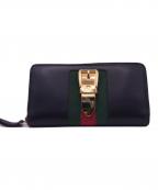 GUCCIグッチ）の古着「ジップアラウンドウォレット」｜ブラック