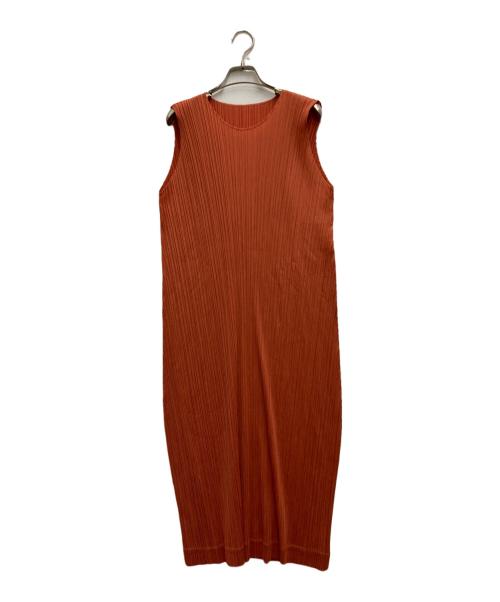 PLEATS PLEASE（プリーツプリーズ）PLEATS PLEASE (プリーツプリーズ) プリーツノースリーブワンピース テラコッタ サイズ:3の古着・服飾アイテム