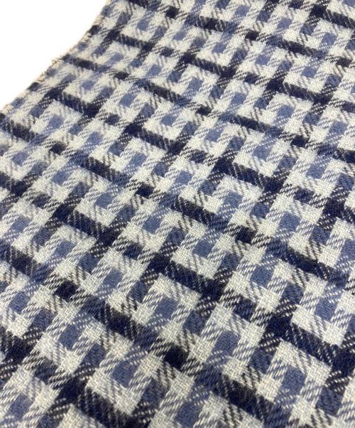 HERMES（エルメス）HERMES (エルメス) カシミヤマフラー《Hエコセ》 ネイビー×ブルーの古着・服飾アイテム