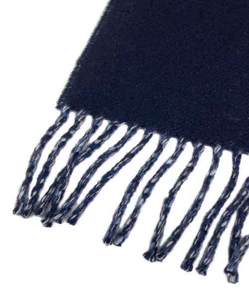 HERMES（エルメス）HERMES (エルメス) カシミヤマフラー《Hエコセ》 ネイビー×ブルーの古着・服飾アイテム