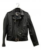 Schott×GUITAR WOLFショット×ギターウルフ）の古着「ワンスターダブルライダースジャケット」｜ブラック