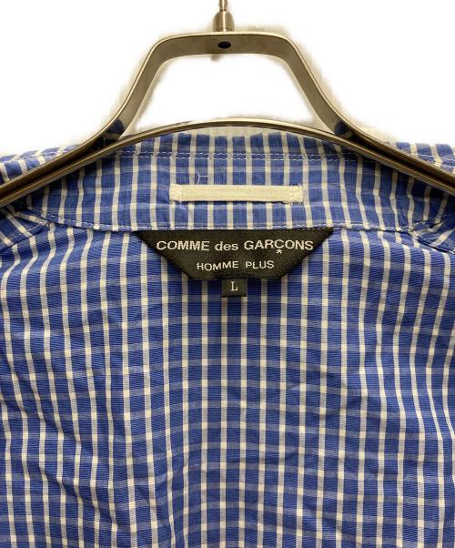 COMME des GARCONS HOMME PLUS（コムデギャルソンオムプリュス）COMME des GARCONS HOMME PLUS (コムデギャルソンオムプリュス) AD2007 ギンガムチェックPコート ブルー サイズ:Ⅼの古着・服飾アイテム