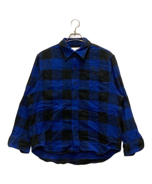 WACKO MARIA（ワコマリア）WACKO MARIA (ワコマリア) BLOCK CHECK FLANNEL SHIRT ブルー×ブラック サイズ:Sの古着・服飾アイテム