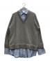 MYLAN（マイラン）の古着「Cashmere V neck Knit Shirt Layered Dress」｜ブルー×グレー