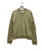 Maison Margielaメゾンマルジェラ）の古着「レザーエルボーパッチスウェットシャツ」｜オリーブ