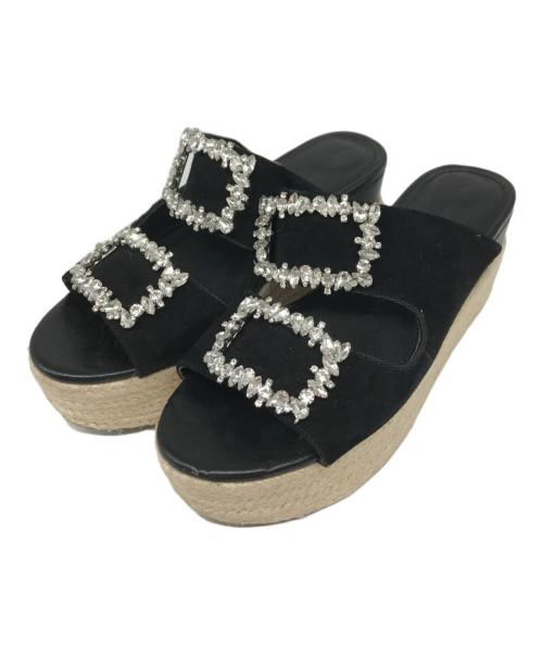 TSURU by MARIKO OIKAWA（ツルバイマリコオイカワ）Tsuru by Mariko Oikawa (ツルバイマリコオイカワ) ビジューサンダル ブラック サイズ:35の古着・服飾アイテム