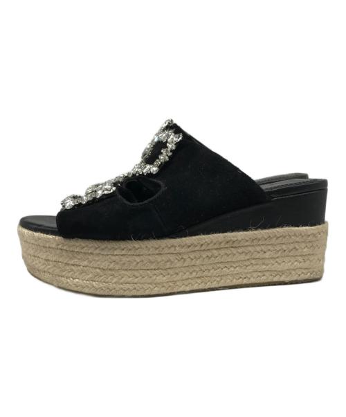 TSURU by MARIKO OIKAWA（ツルバイマリコオイカワ）Tsuru by Mariko Oikawa (ツルバイマリコオイカワ) ビジューサンダル ブラック サイズ:35の古着・服飾アイテム