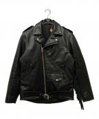 FIRSTRUSTファーストラスト）の古着「FRINGE W-LEATHER RIDERS JACKET」｜ブラック