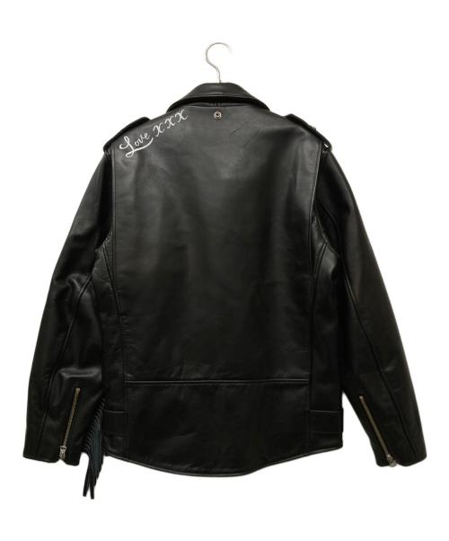 FIRSTRUST（ファーストラスト）FIRSTRUST (ファーストラスト) FRINGE W-LEATHER RIDERS JACKET ブラック サイズ:Mの古着・服飾アイテム