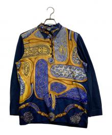 HERMES（エルメス）の古着「シルクスカーフ切替ニットシャツ」｜ネイビー