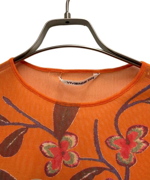 VIVIENNE TAM（ヴィヴィアンタム）VIVIENNE TAM (ヴィヴィアンタム) メッシュフラワーTEE オレンジの古着・服飾アイテム