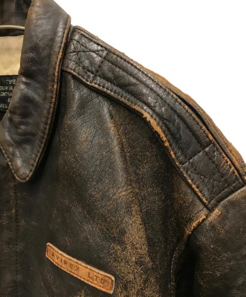 AVIREX（アヴィレックス）AVIREX (アヴィレックス) A-2 レザーフライトジャケット ブラウン サイズ:Sの古着・服飾アイテム