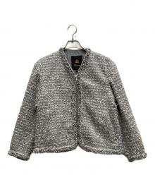 DRAWER（ドゥロワー）の古着「SPRING ツイードVネックジャケット」｜グレー