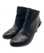 ISSEY MIYAKE×UNITED NUDEイッセイミヤケ×ユナイテッドヌード）の古着「メタルヒールレザーショートブーツ」｜ブラック