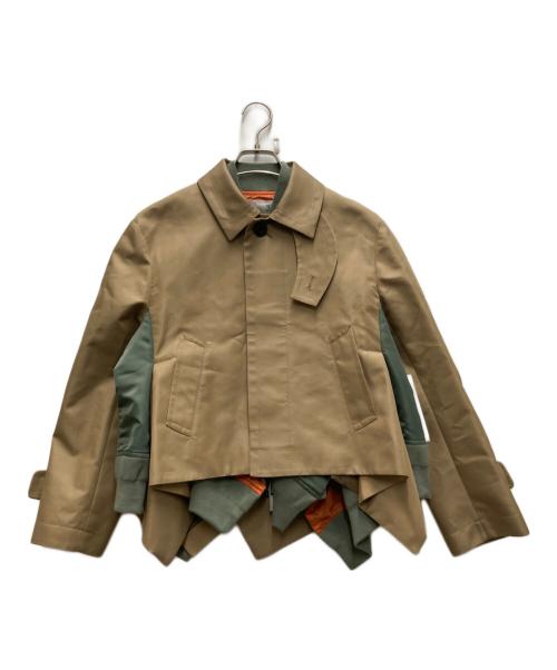 sacai（サカイ）sacai (サカイ) Two Toned Layered Gabardine Short Trench Jacket ベージュ サイズ:SIZE 1の古着・服飾アイテム