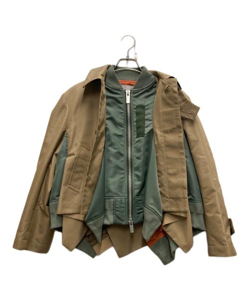 sacai（サカイ）sacai (サカイ) Two Toned Layered Gabardine Short Trench Jacket ベージュ サイズ:SIZE 1の古着・服飾アイテム