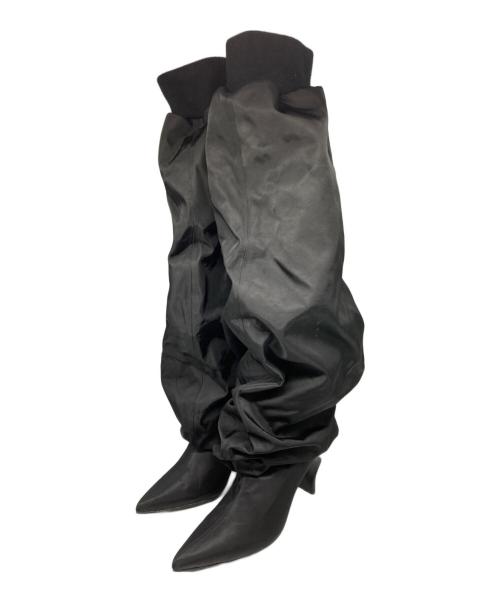 YELLO（イエロ）YELLO (イエロー) ルーズフィットロングブーツ ブラック サイズ:Lの古着・服飾アイテム