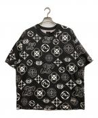 EVISUエヴィス）の古着「総柄ロゴTEE」｜ブラック