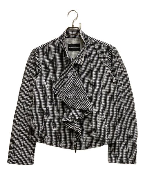 EMPORIO ARMANI（エンポリオアルマーニ）EMPORIO ARMANI (エンポリオアルマーニ) フリルジャケット ネイビー サイズ:40の古着・服飾アイテム